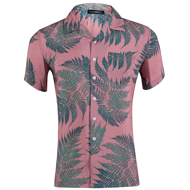 (image for) Mens Beach Shirts Hawaiian Holiday Short Sleeve Breathable Baggy Fancy Outdoor Camping Hiking Beach